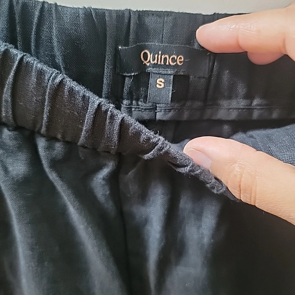 Quince Women's 100% European Linen Straight Leg Pants Black Size S Pockets - Picture 5 of 6